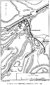 Black and white map of army positions