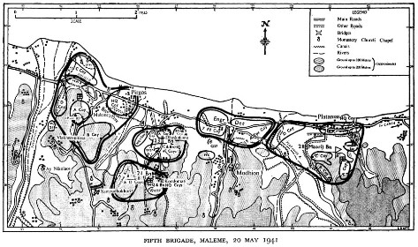 Black and white map of army positions
