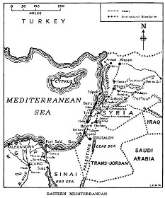 Black and white map of Eastern Mediterranean Sea