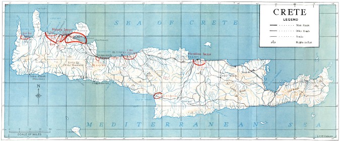 Coloured map of Crete